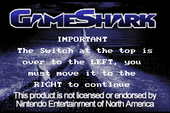 Gameshark title screen for GameBoy Advance